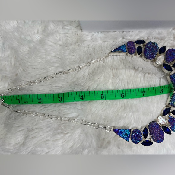 Titanium Druzy 925 Large Gemstone Necklace - Picture 5 of 8